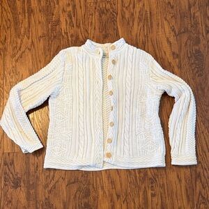 L.L. Bean Women's Cream Button-Up Cardigan